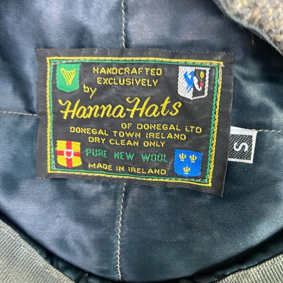 Hanna Hats Flat Cap Cabbie Newsboy Hat Small Herringbone Tweed Wool Patchwork - Picture 7 of 7